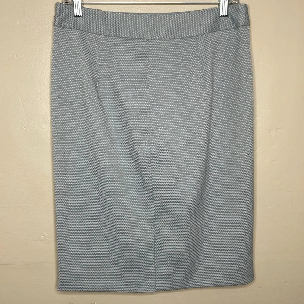 THE LIMITED Pencil Skirt Blue Swiss Dot Silver Metal Detail Corporate Career 4